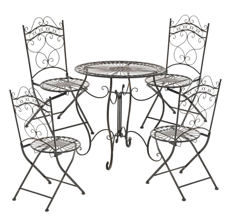 Lot de 2 chaises de jardin pliable balcon terrasse design rustique en métal bronze 10_0002835