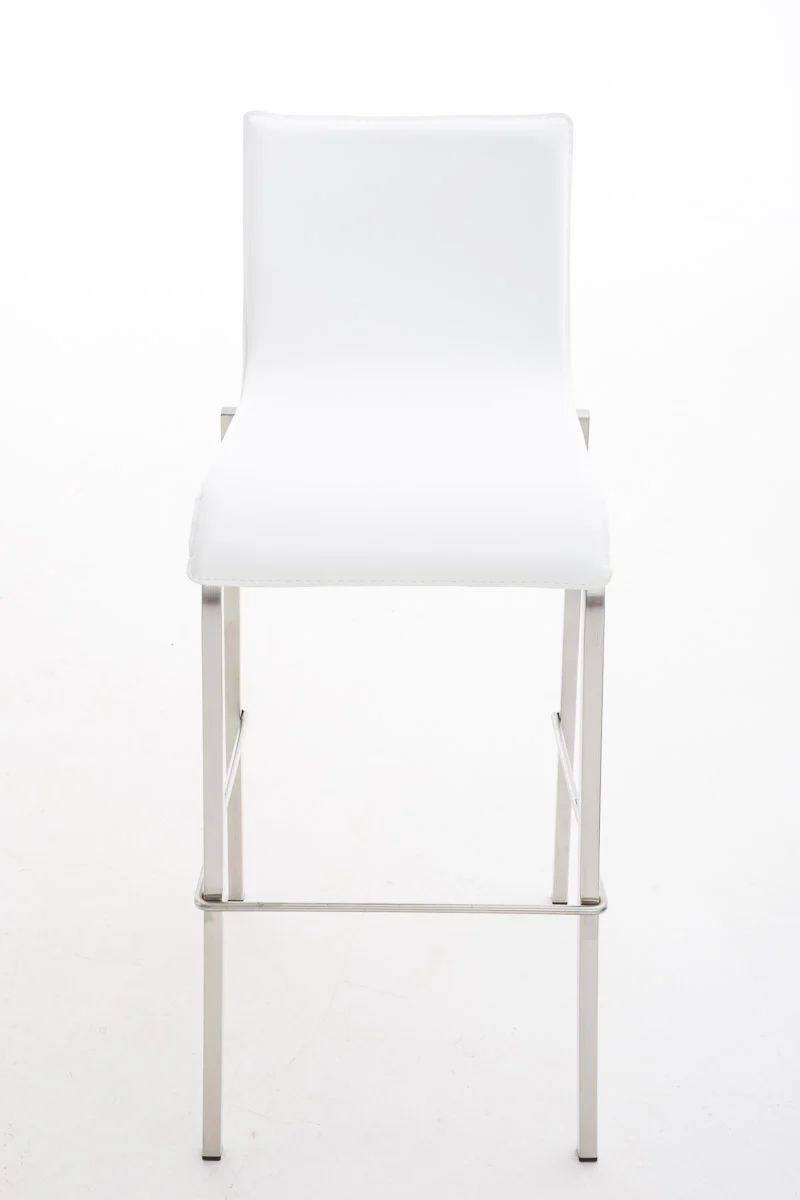 Tabouret de bar x1 empilable avec repose-pieds en PVC blanc cadre en acier inoxydable 10_0001283