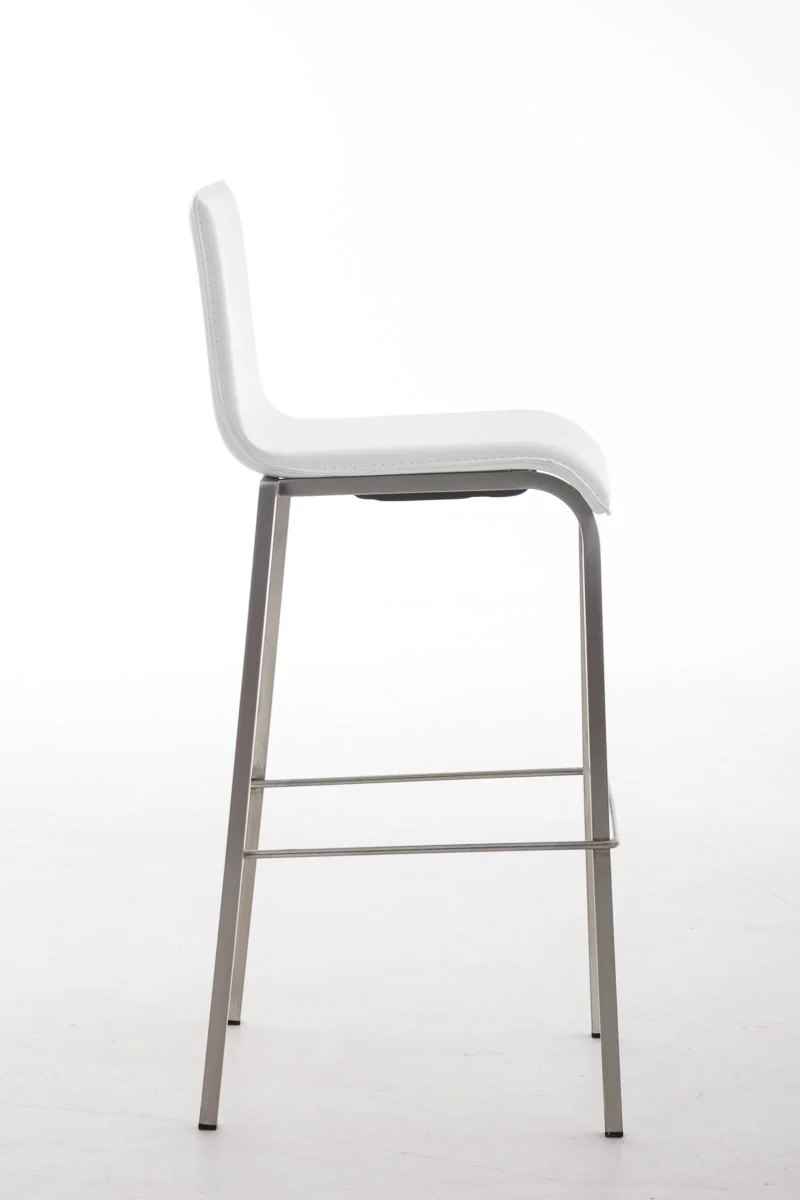 Tabouret de bar x1 empilable avec repose-pieds en PVC blanc cadre en acier inoxydable 10_0001283