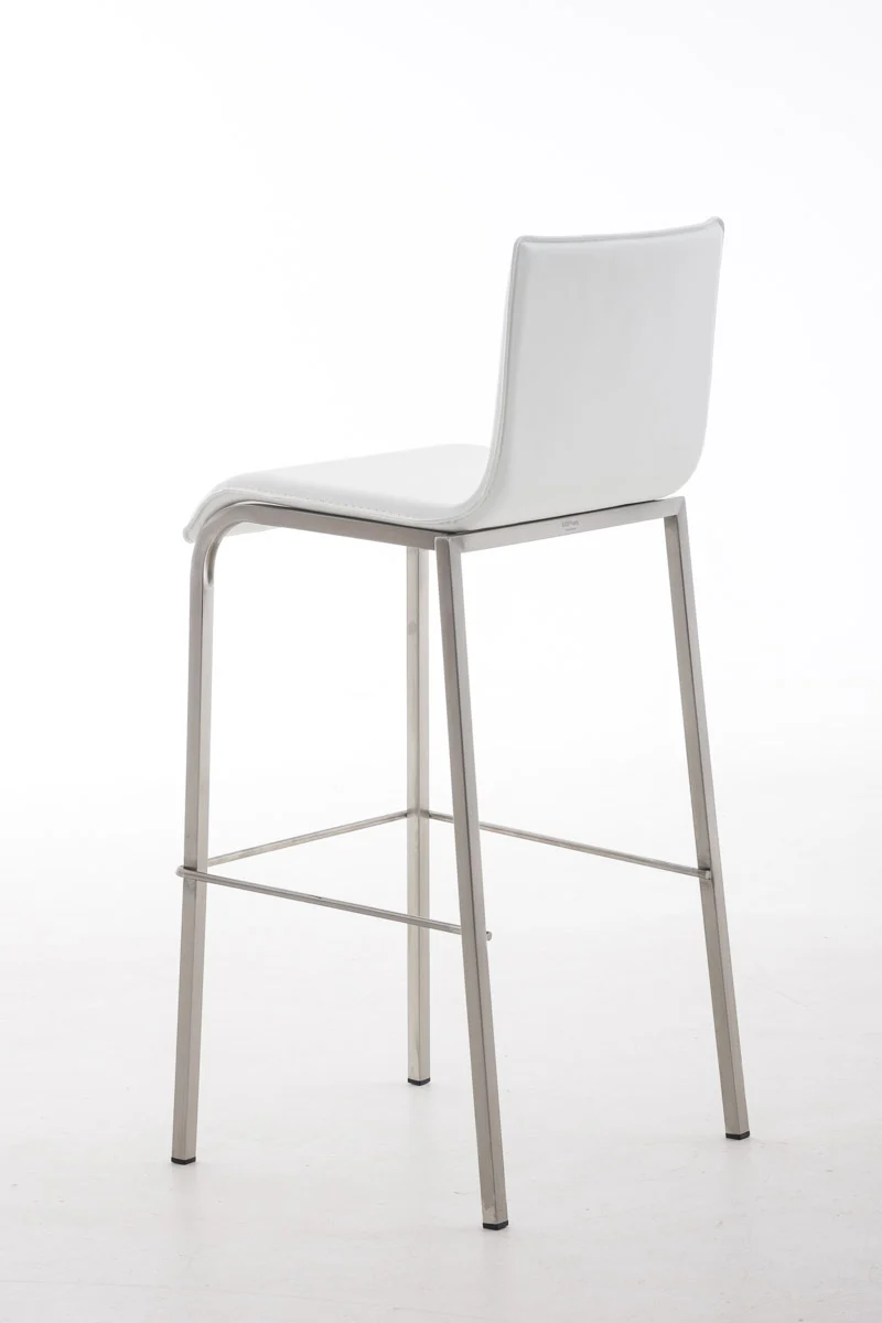 Tabouret de bar x1 empilable avec repose-pieds en PVC blanc cadre en acier inoxydable 10_0001283