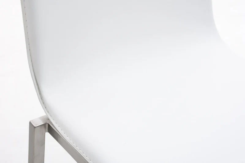 Tabouret de bar x1 empilable avec repose-pieds en PVC blanc cadre en acier inoxydable 10_0001283