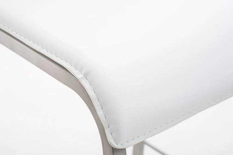 Tabouret de bar x1 empilable avec repose-pieds en PVC blanc cadre en acier inoxydable 10_0001283