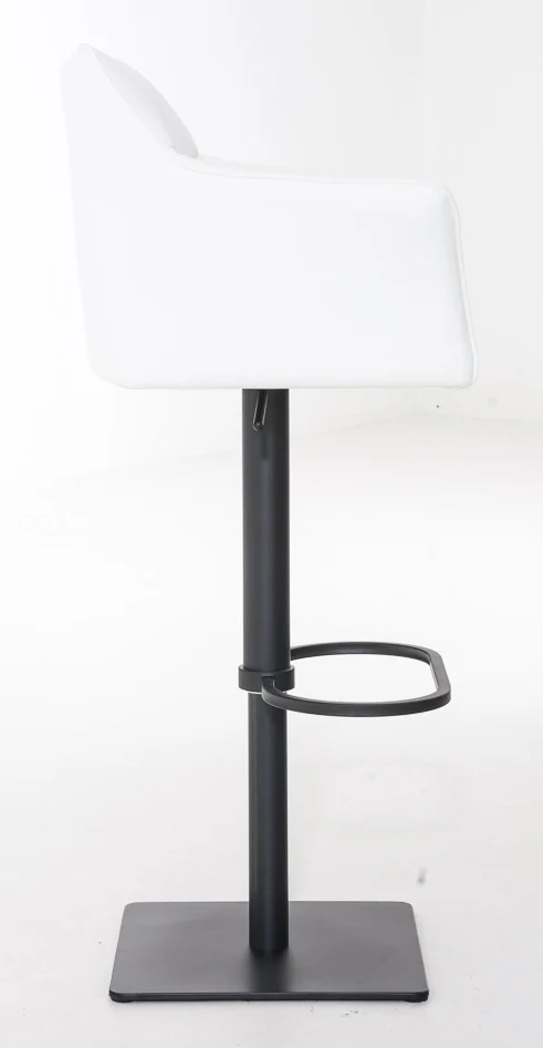 Lot de 2 tabourets de bar réglable en similicuir blanc assise enveloppante capitonnée avec base carrée en métal noir 10_0006640