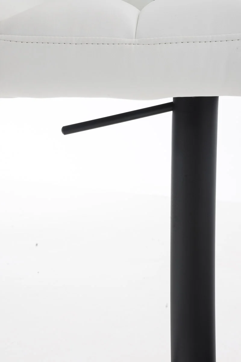 Lot de 2 tabourets de bar réglable en similicuir blanc assise enveloppante capitonnée avec base carrée en métal noir 10_0006640