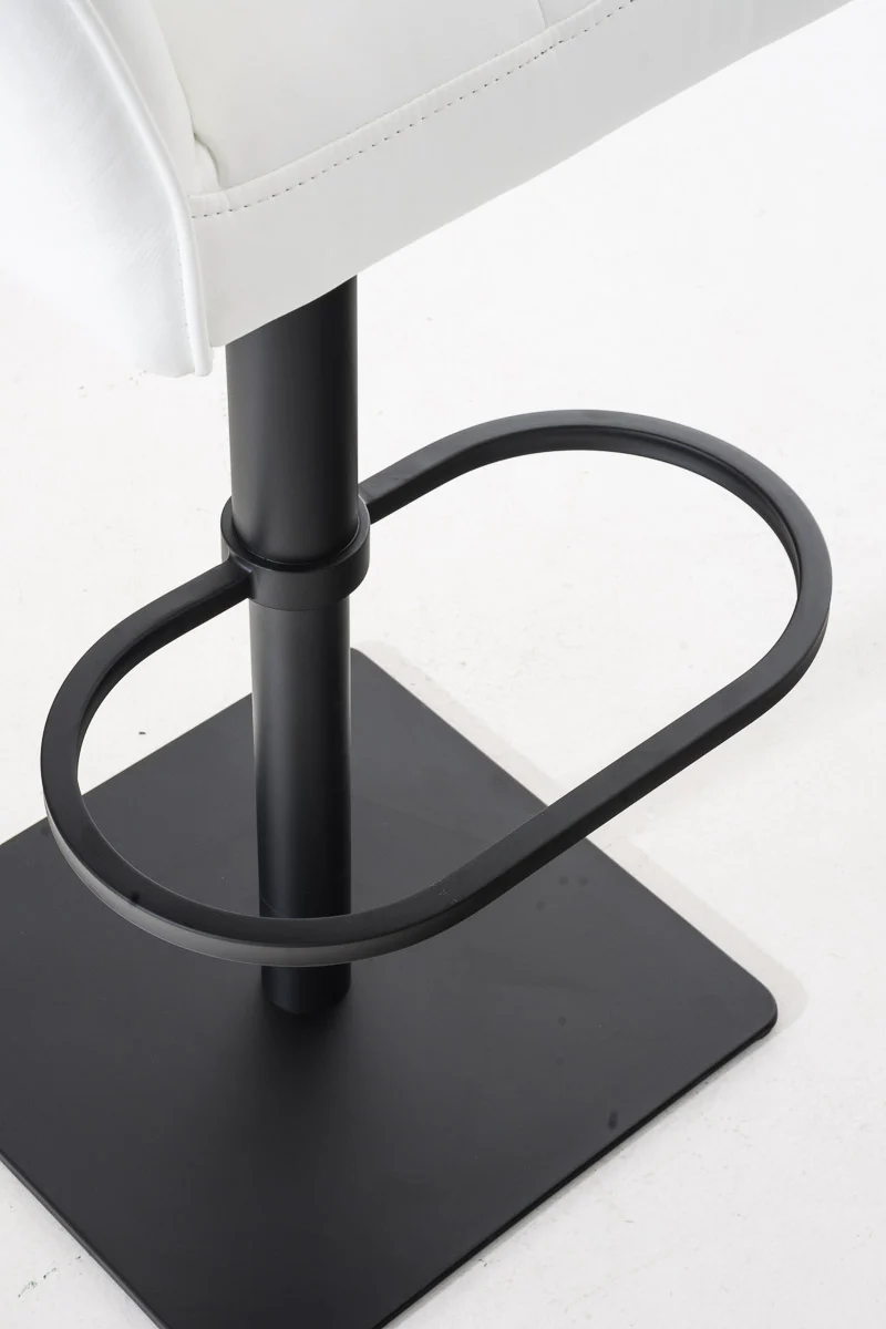 Lot de 2 tabourets de bar réglable en similicuir blanc assise enveloppante capitonnée avec base carrée en métal noir 10_0006640
