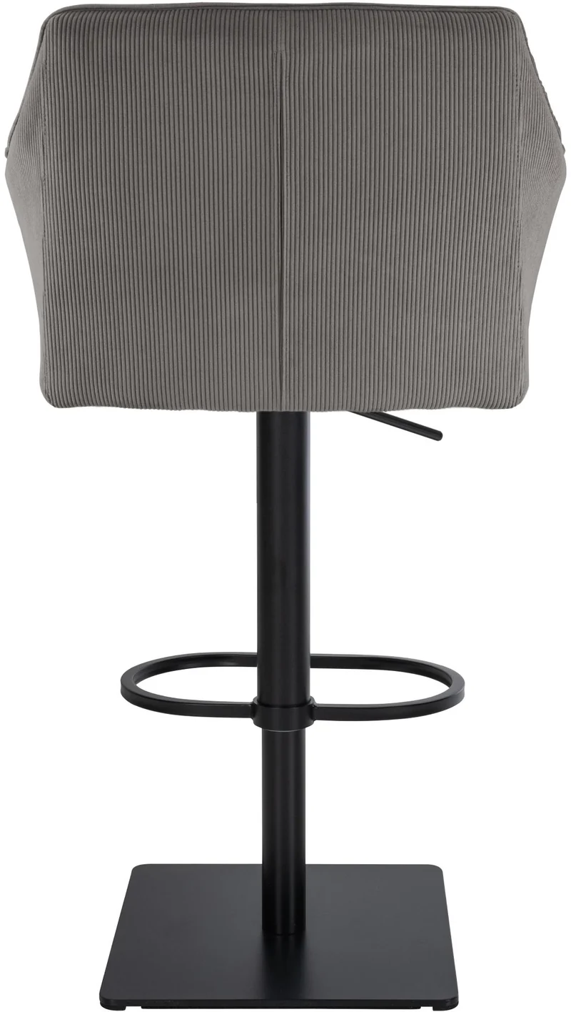 Tabouret de bar x1 réglable en velours côtelé taupe assise enveloppante capitonnée et avec base carrée en métal noir 10_0006284