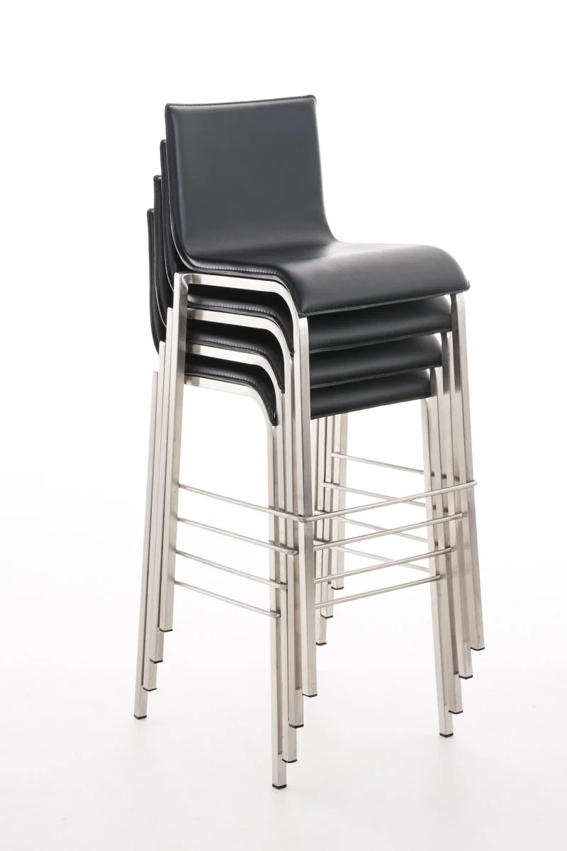 Tabouret de bar x1 cadre en métal noir et siège en PVC noir 10_0005802