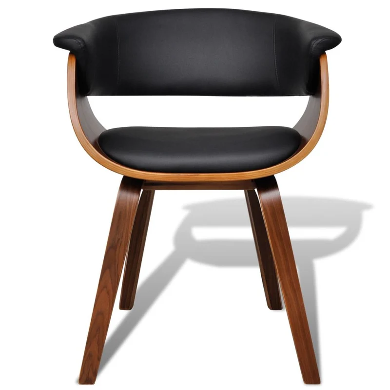 Lot de 4 chaises de salle à manger cuisine design intemporel bois courbé et synthétique noir CDS021323