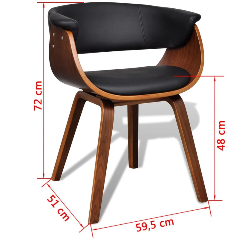 Lot de 4 chaises de salle à manger cuisine design intemporel bois courbé et synthétique noir CDS021323