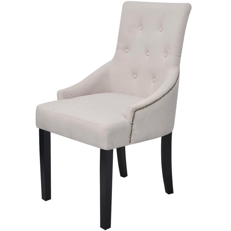 Lot de 2 chaises de salle à manger cuisine style moderne en tissu gris crème CDS020511