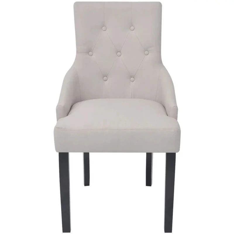 Lot de 2 chaises de salle à manger cuisine style moderne en tissu gris crème CDS020511