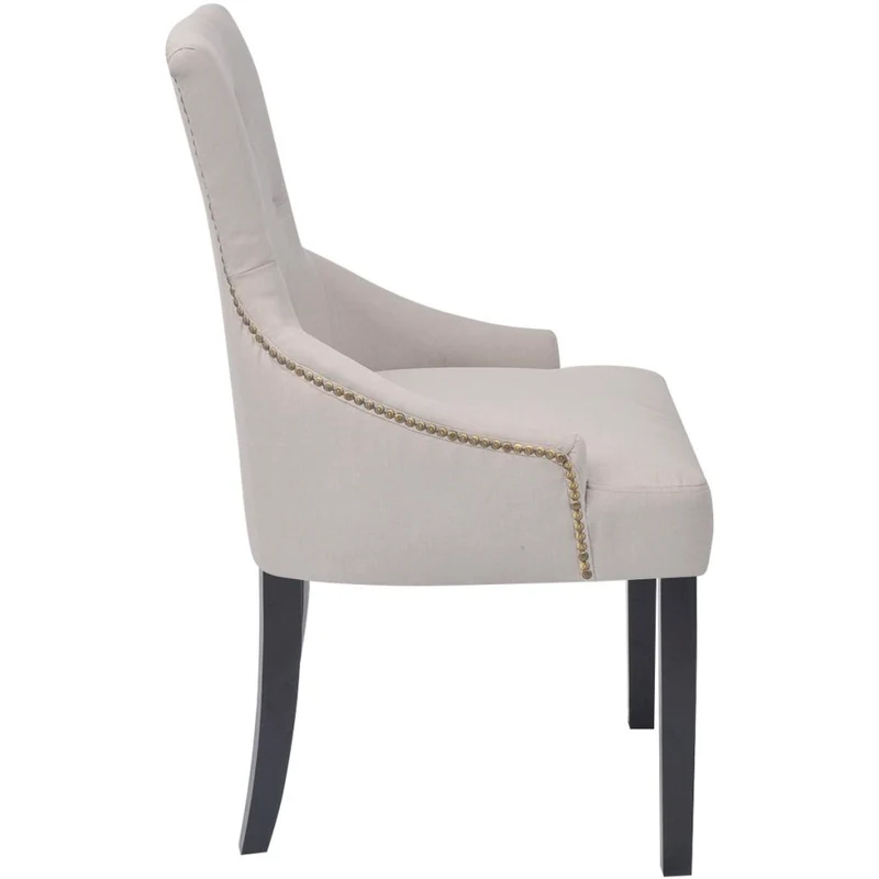 Lot de 2 chaises de salle à manger cuisine style moderne en tissu gris crème CDS020511