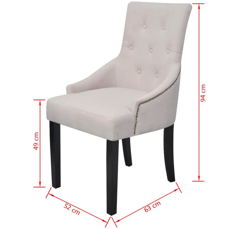 Lot de 2 chaises de salle à manger cuisine style moderne en tissu gris crème CDS020511