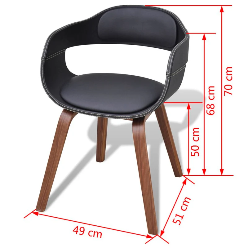 Lot de 6 chaises de salle à manger cuisine design contemporain bois courbé et synthétique noir CDS022660