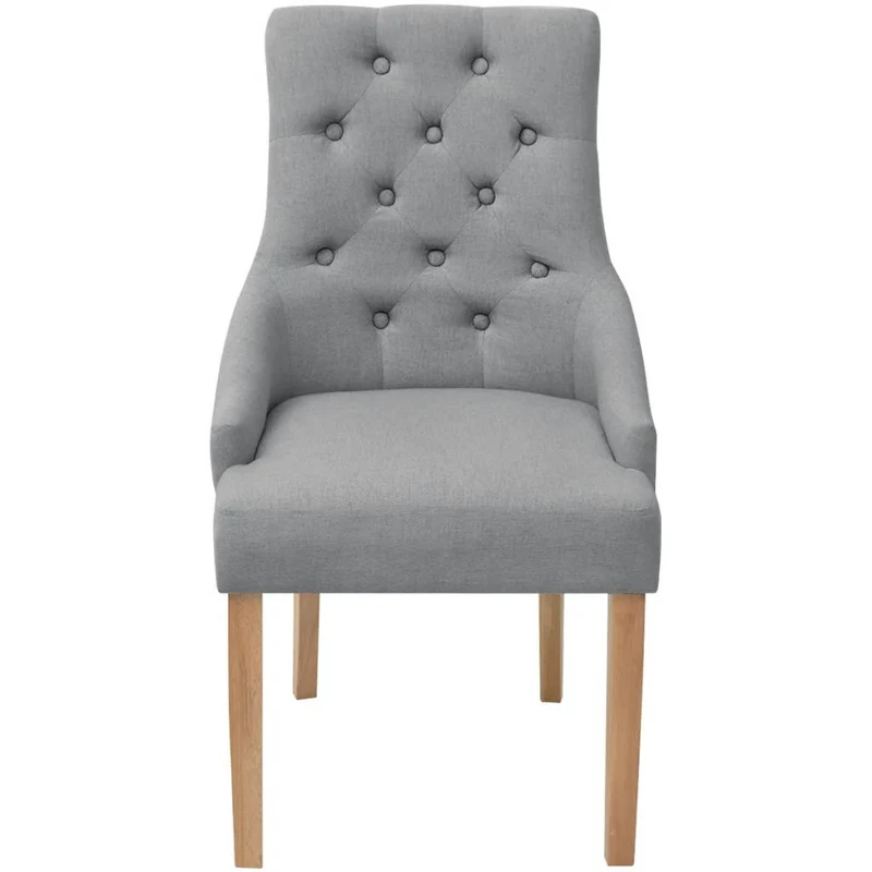 Lot de 2 chaises de salle à manger cuisine style moderne en tissu gris clair CDS020481