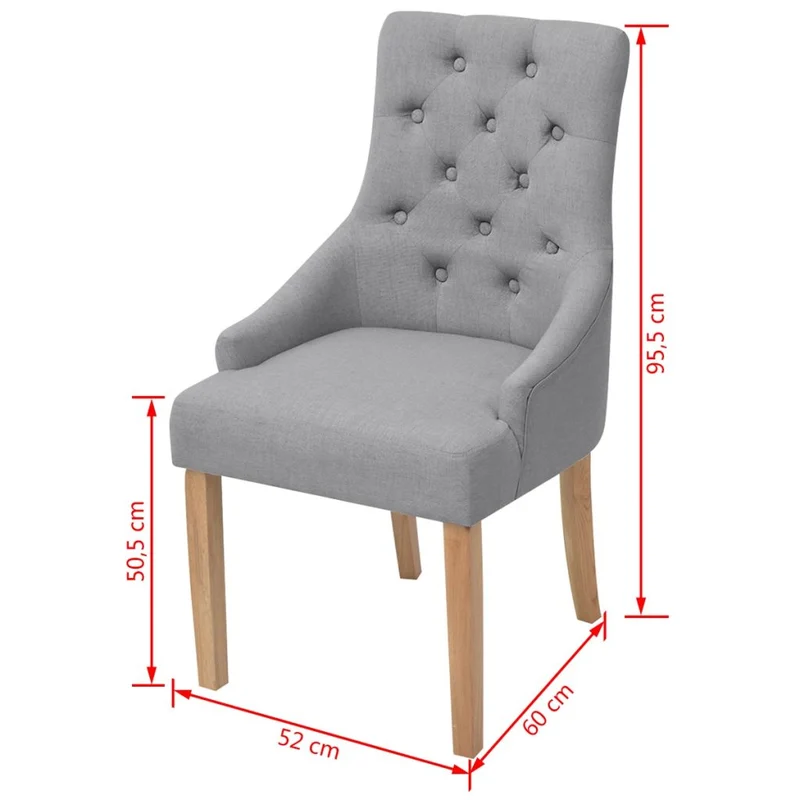 Lot de 2 chaises de salle à manger cuisine style moderne en tissu gris clair CDS020481