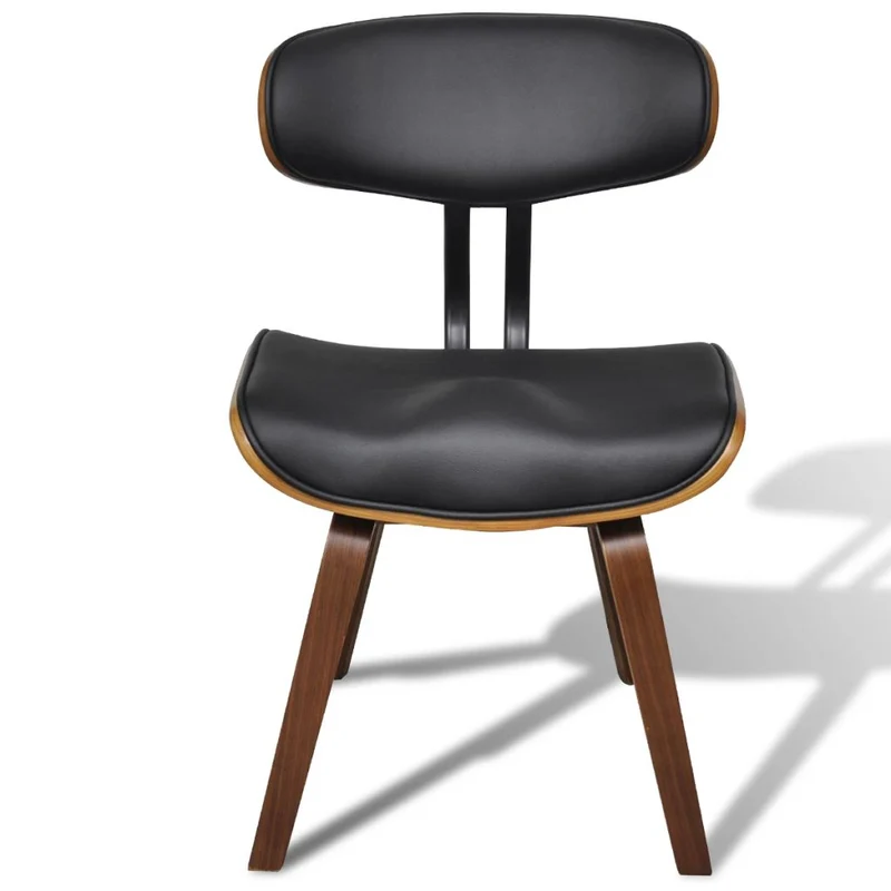 Lot de 4 chaises de salle à manger cuisine design moderne bois courbé et synthétique noir CDS021324