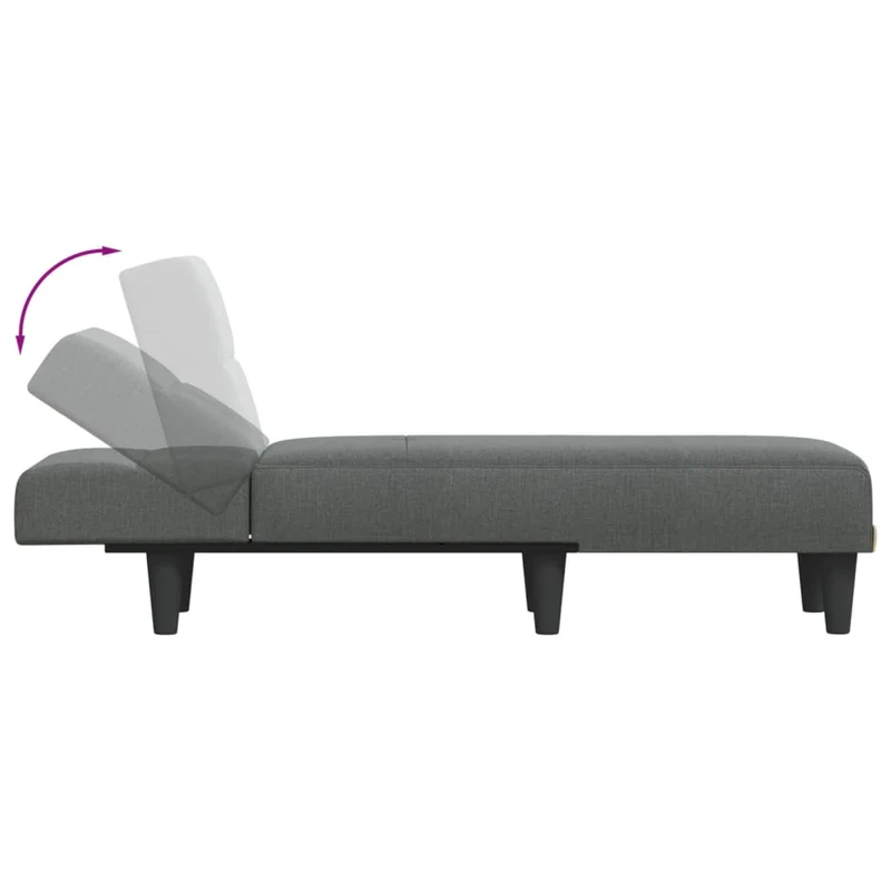 Méridienne chaise longue pour intérieur trois positions convertibles en tissu gris foncé DEC026180