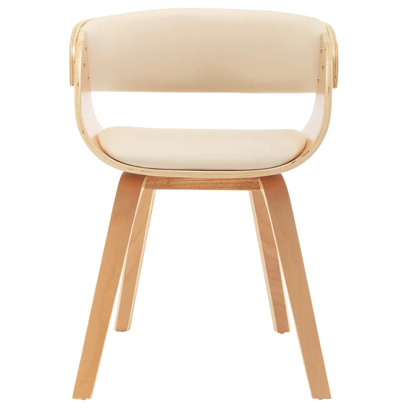 Lot de 2 chaises de salle à manger cuisine design intemporel bois courbé et synthétique crème CDS020406