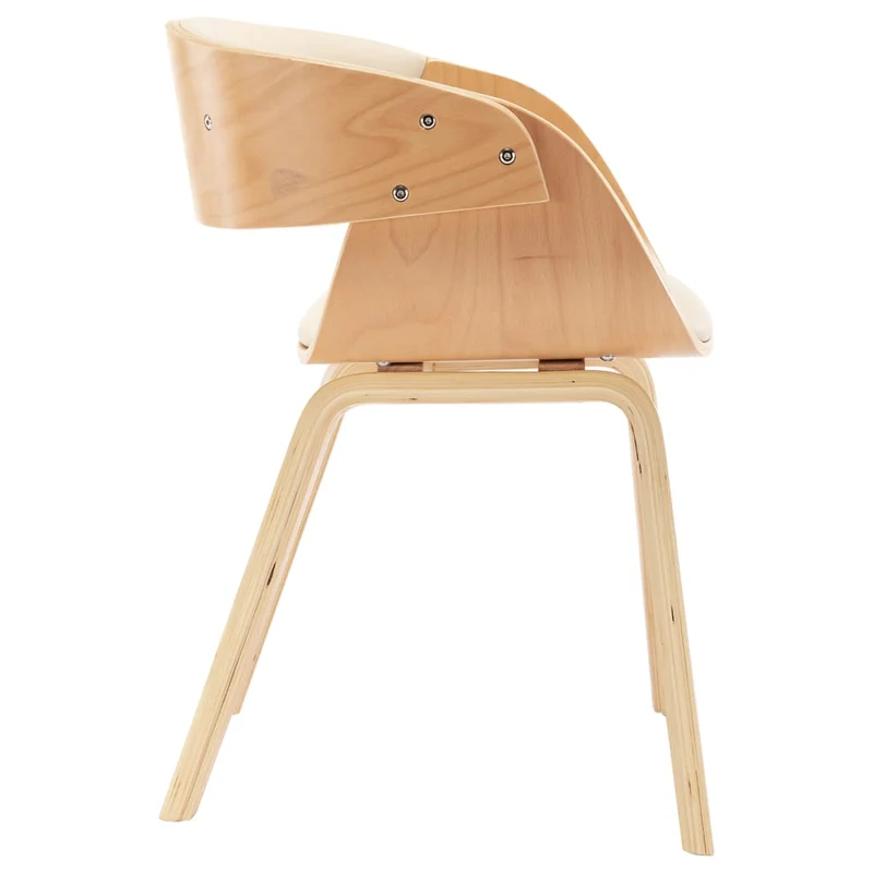 Lot de 2 chaises de salle à manger cuisine design intemporel bois courbé et synthétique crème CDS020406