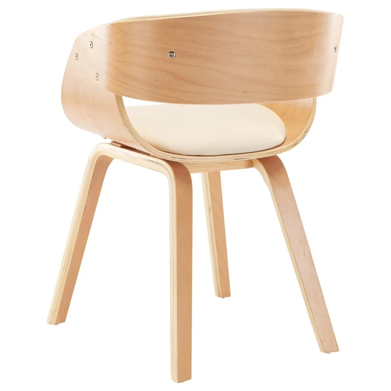Lot de 2 chaises de salle à manger cuisine design intemporel bois courbé et synthétique crème CDS020406