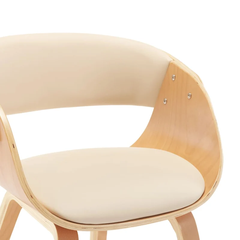 Lot de 2 chaises de salle à manger cuisine design intemporel bois courbé et synthétique crème CDS020406