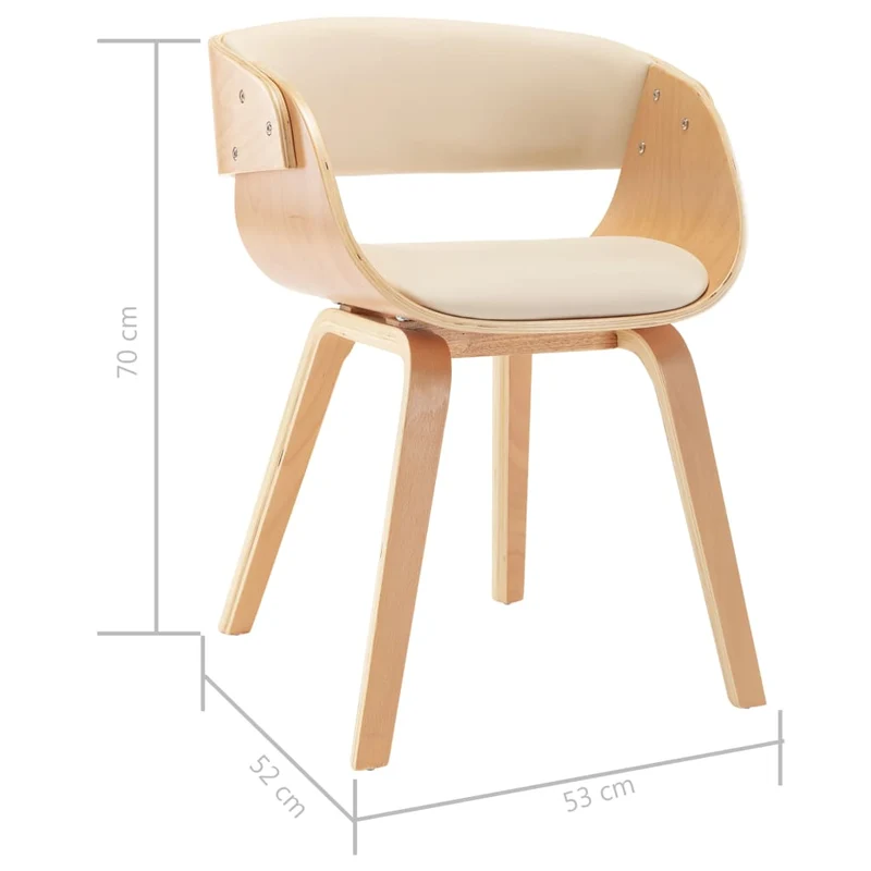 Lot de 2 chaises de salle à manger cuisine design intemporel bois courbé et synthétique crème CDS020406