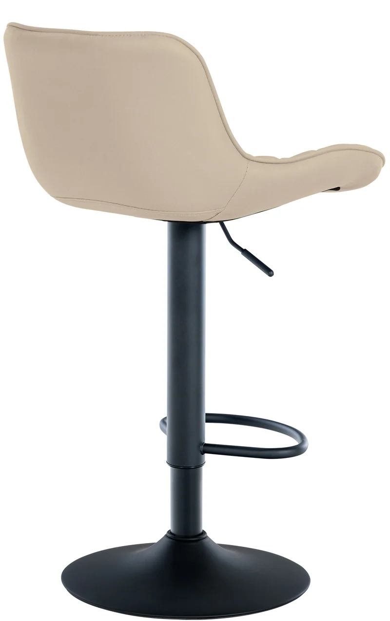 Lot de 2 tabourets de bar réglable et pivotant assise en synthétique crème pieds métal noir TDB10604