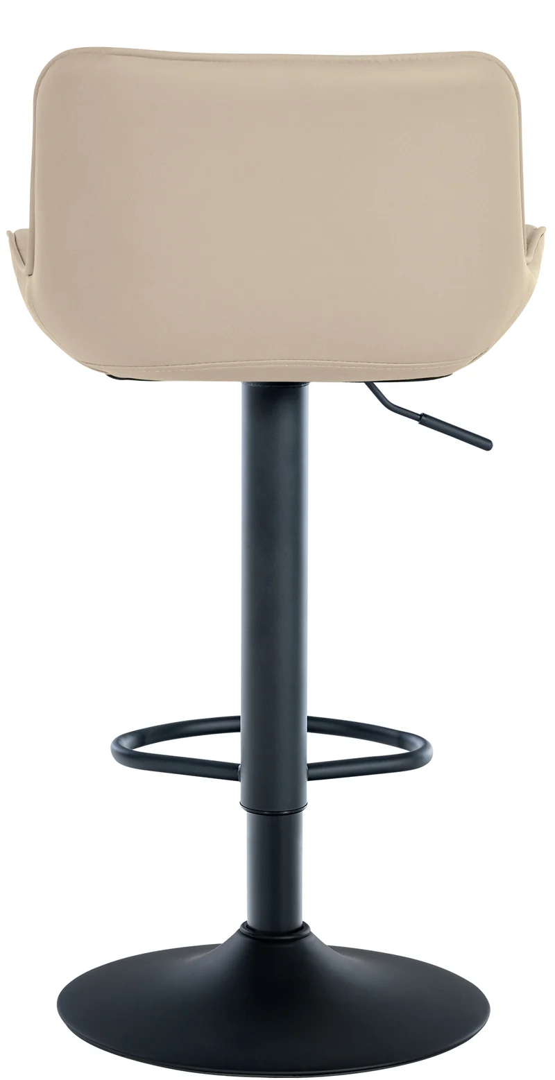 Lot de 2 tabourets de bar réglable et pivotant assise en synthétique crème pieds métal noir TDB10604