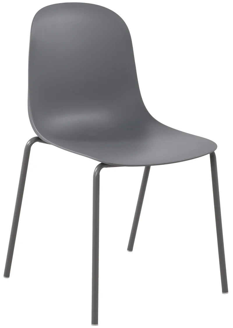 Chaise de jardin x1 en plastique gris foncé et cadre robuste à quatre pieds en acier 10_0007291