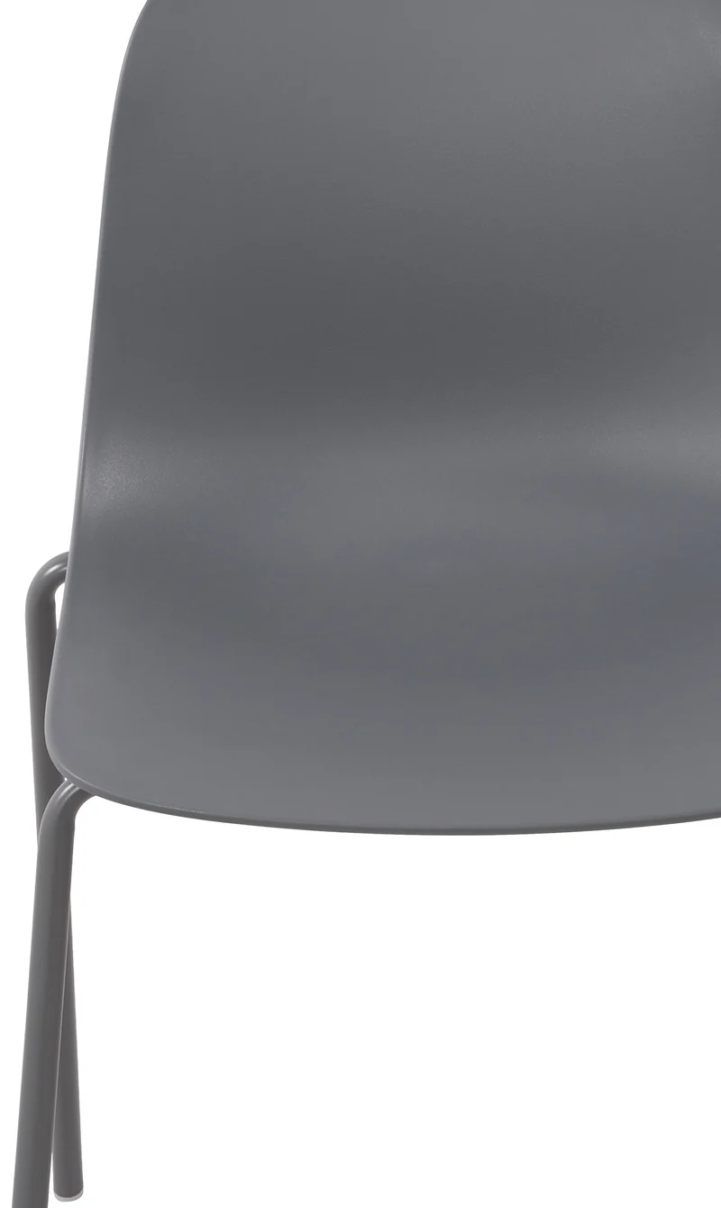 Chaise de jardin x1 en plastique gris foncé et cadre robuste à quatre pieds en acier 10_0007291