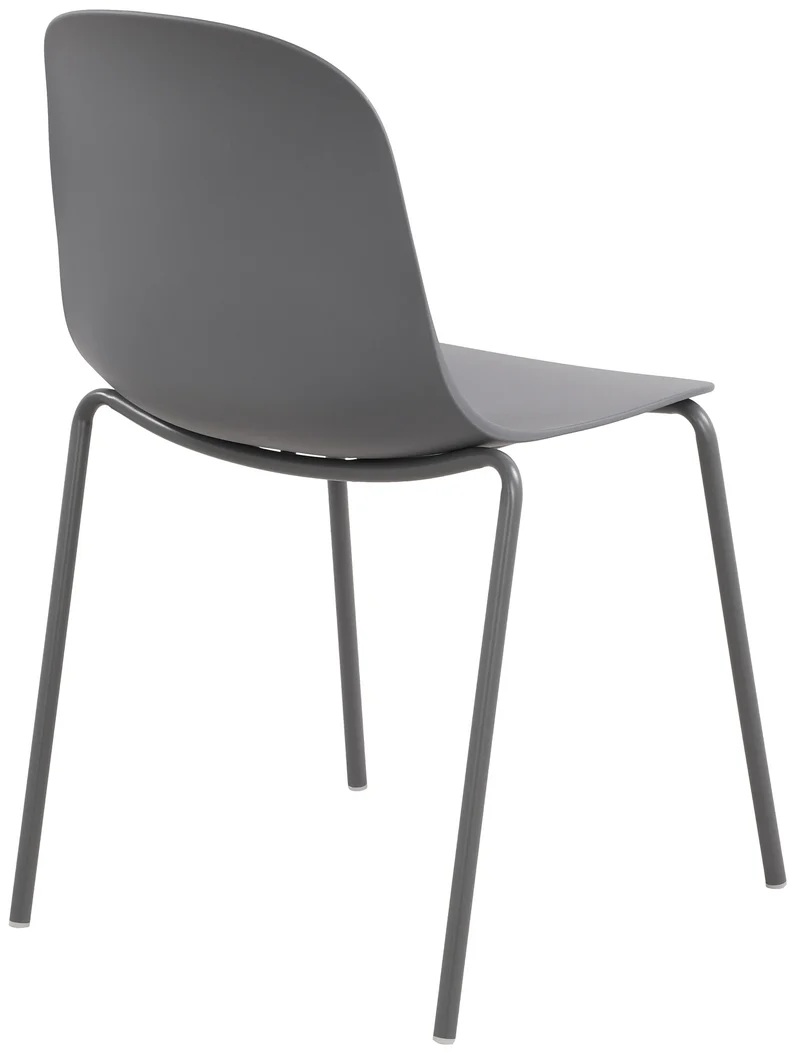 Chaise de jardin x1 en plastique gris foncé et cadre robuste à quatre pieds en acier 10_0007291