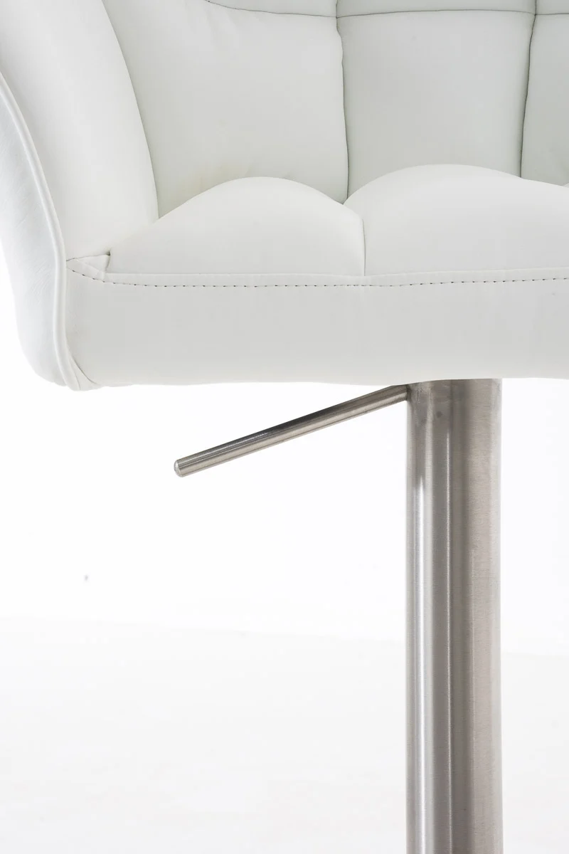 Tabouret de bar x1 réglable en similicuir blanc assise enveloppante capitonnée avec base carrée en acier inoxydable 10_0006324