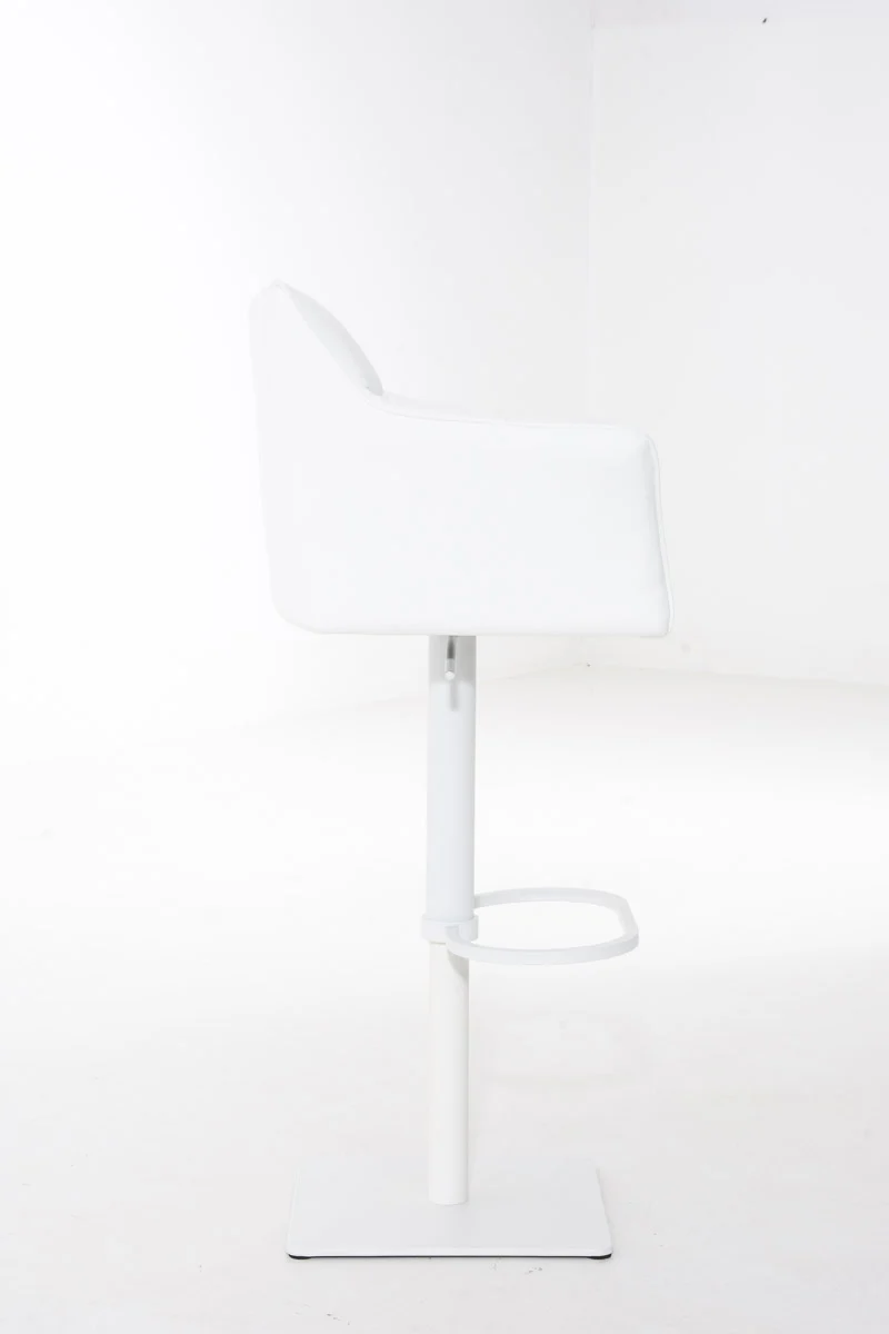 Tabouret de bar x1 réglable en similicuir blanc assise enveloppante capitonnée avec base carrée en métal blanc 10_0006325