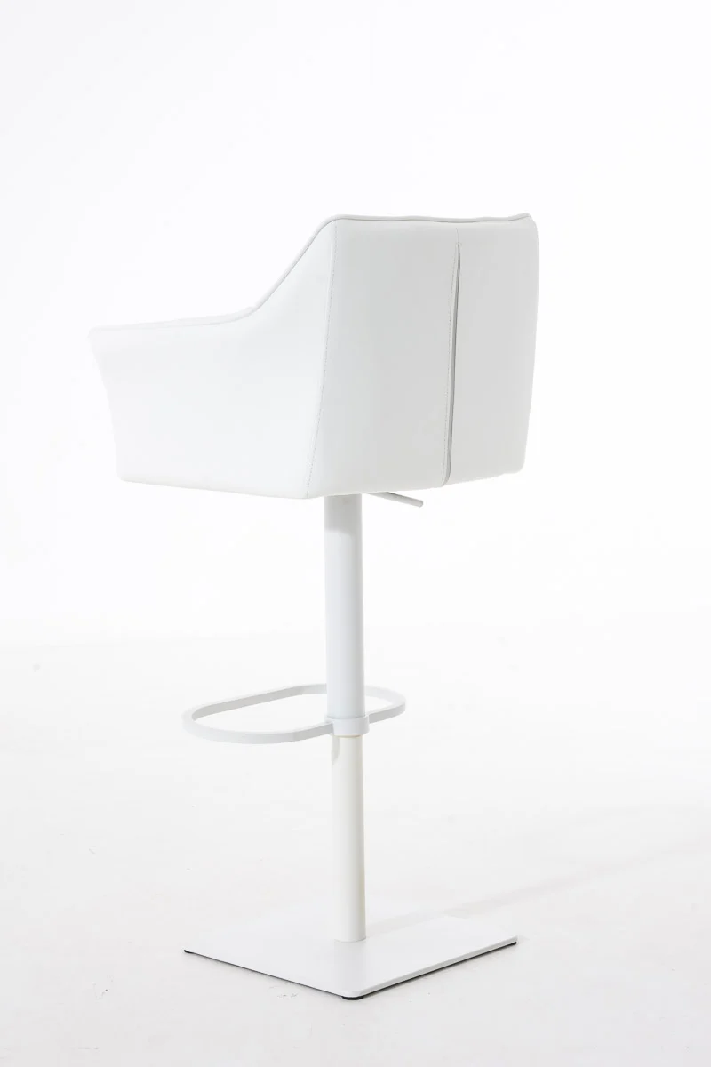 Tabouret de bar x1 réglable en similicuir blanc assise enveloppante capitonnée avec base carrée en métal blanc 10_0006325
