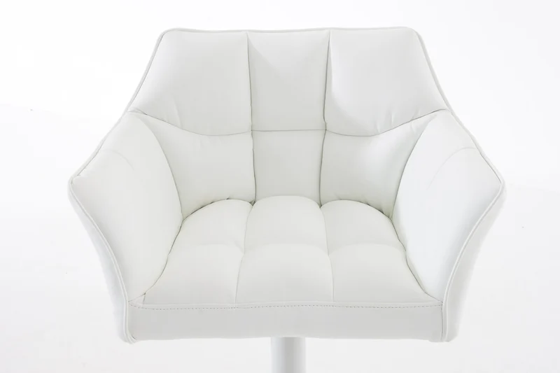 Tabouret de bar x1 réglable en similicuir blanc assise enveloppante capitonnée avec base carrée en métal blanc 10_0006325