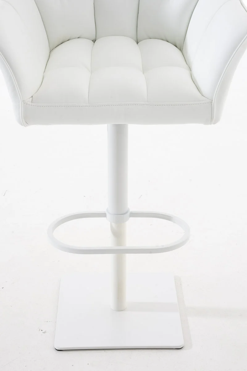 Tabouret de bar x1 réglable en similicuir blanc assise enveloppante capitonnée avec base carrée en métal blanc 10_0006325