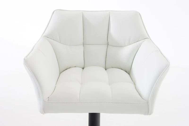 Tabouret de bar x1 réglable en similicuir blanc assise enveloppante capitonnée avec base carrée en métal noir 10_0006323