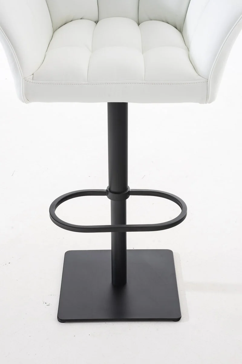 Tabouret de bar x1 réglable en similicuir blanc assise enveloppante capitonnée avec base carrée en métal noir 10_0006323