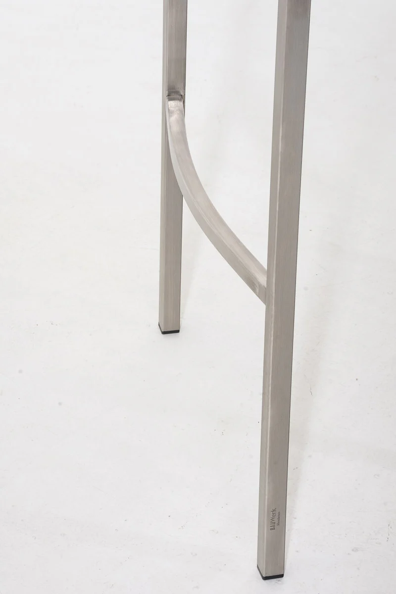 Tabouret de bar chaise haute de comptoir couture carrées assise en PVC blanc 4 pieds stables en acier inoxydable 10_0001057