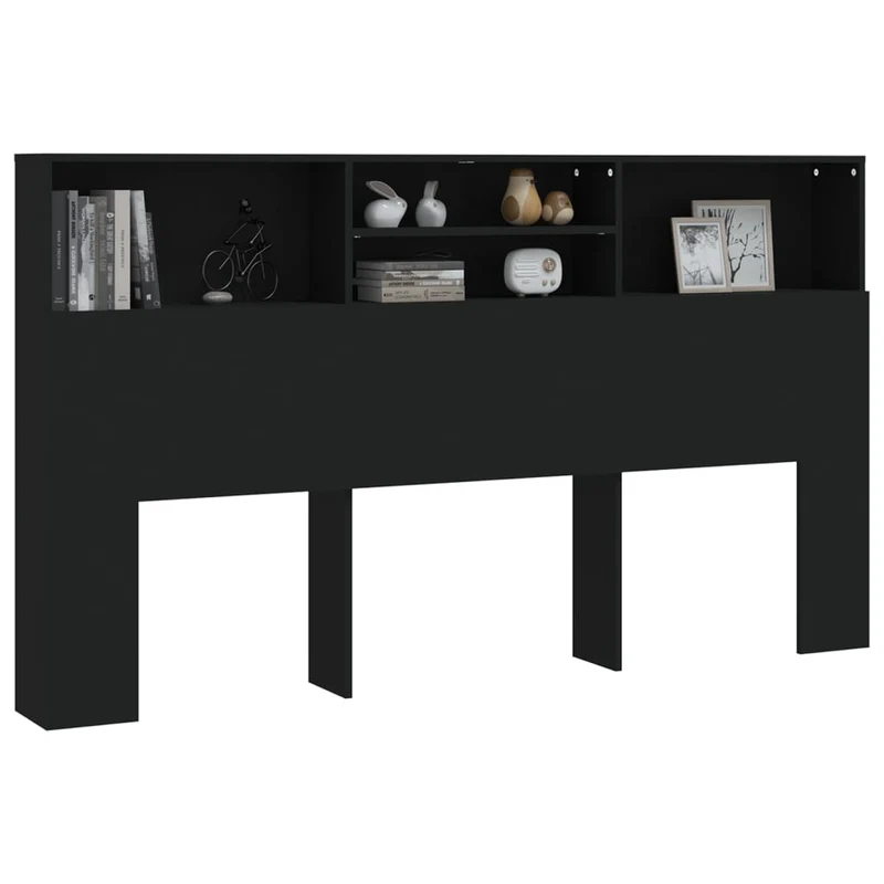 Tête de lit avec rangement accessoire de lit table de chevet étagère 180 x 19 x 103,5 cm MDF noir TDL0200019