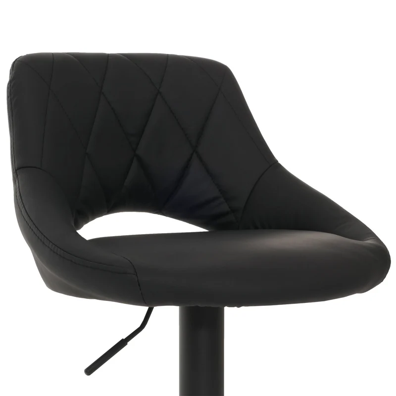 Lot de 2 tabourets de bar Similicuir noir – Structure en métal noir – Repose-pieds – Hauteur réglable – Pivotants à 360° 04_0007475
