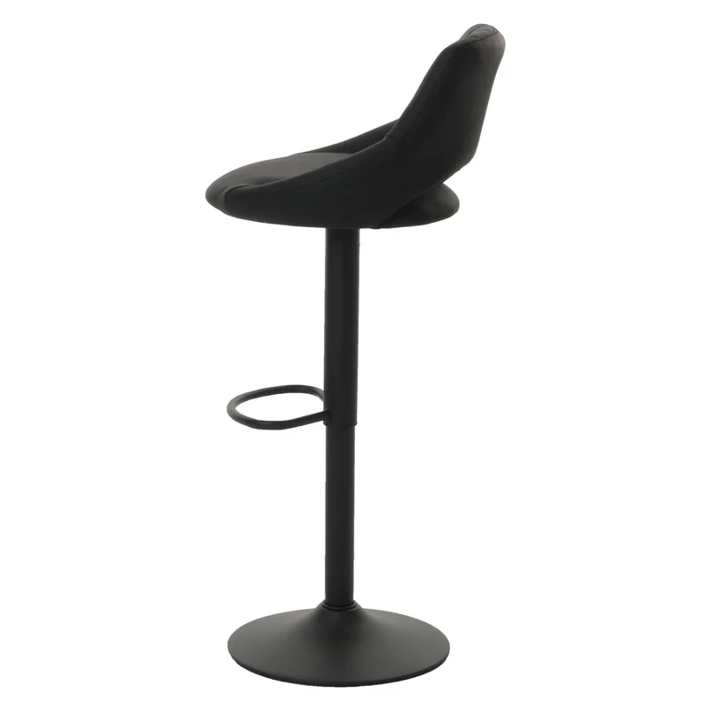 Lot de 2 tabourets de bar Similicuir noir – Structure en métal noir – Repose-pieds – Hauteur réglable – Pivotants à 360° 04_0007475