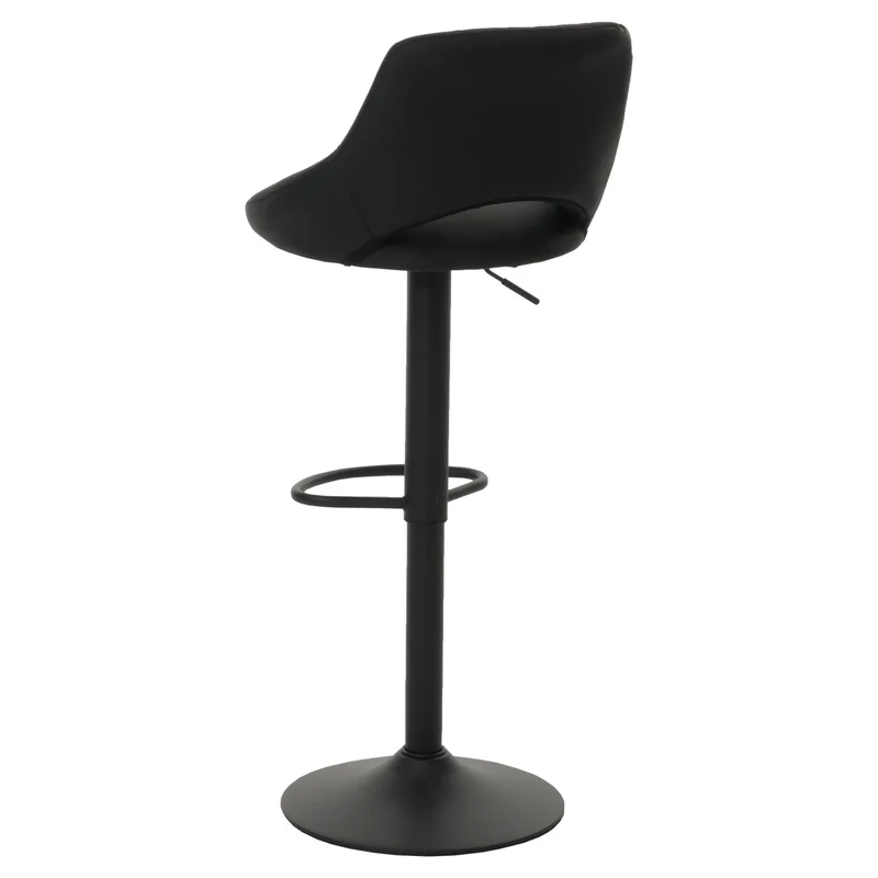Lot de 2 tabourets de bar Similicuir noir – Structure en métal noir – Repose-pieds – Hauteur réglable – Pivotants à 360° 04_0007475