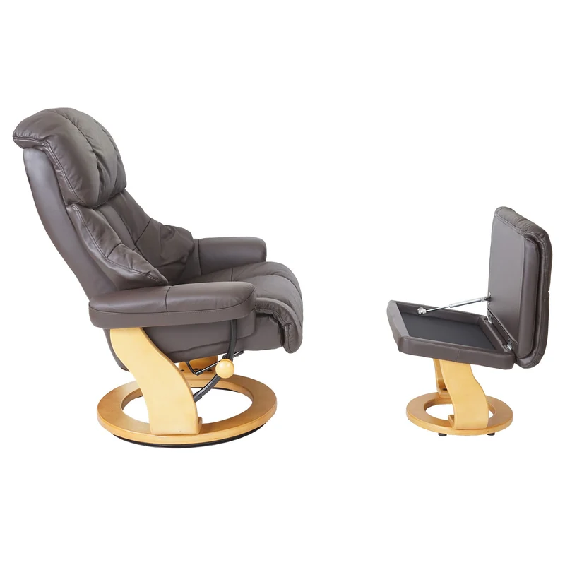 Fauteuil de relaxation TV avec repose-pieds capacité de charge 180 kg en cuir marron 04_0003661