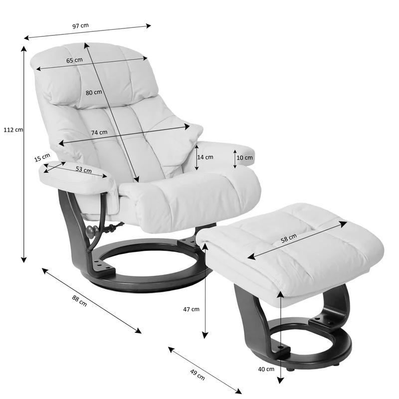 Fauteuil de relaxation TV avec repose-pieds capacité de charge 180 kg en cuir marron 04_0003661