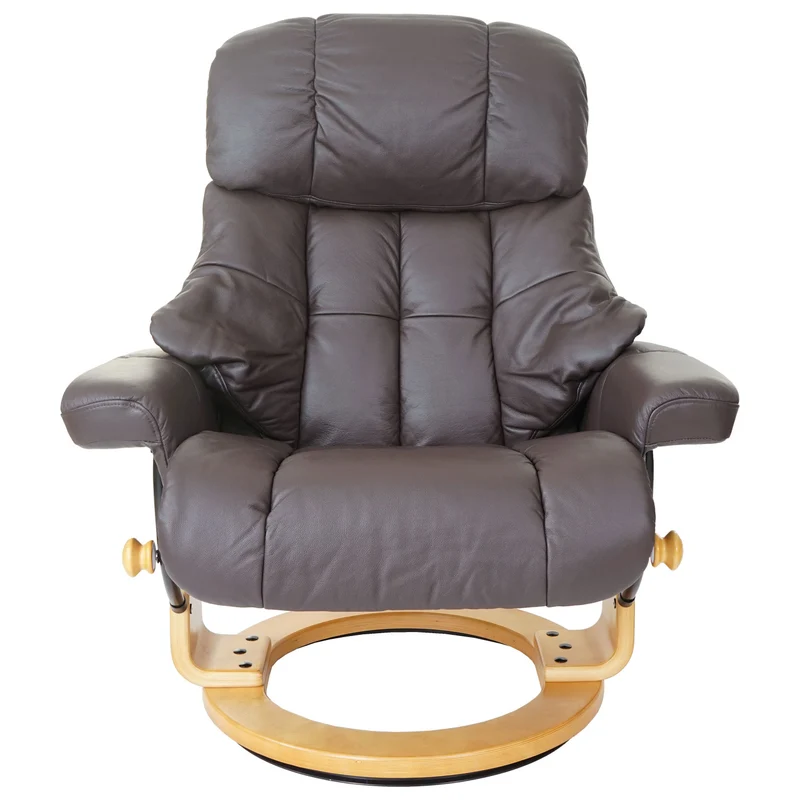 Fauteuil de relaxation TV avec repose-pieds capacité de charge 180 kg en cuir marron 04_0003661