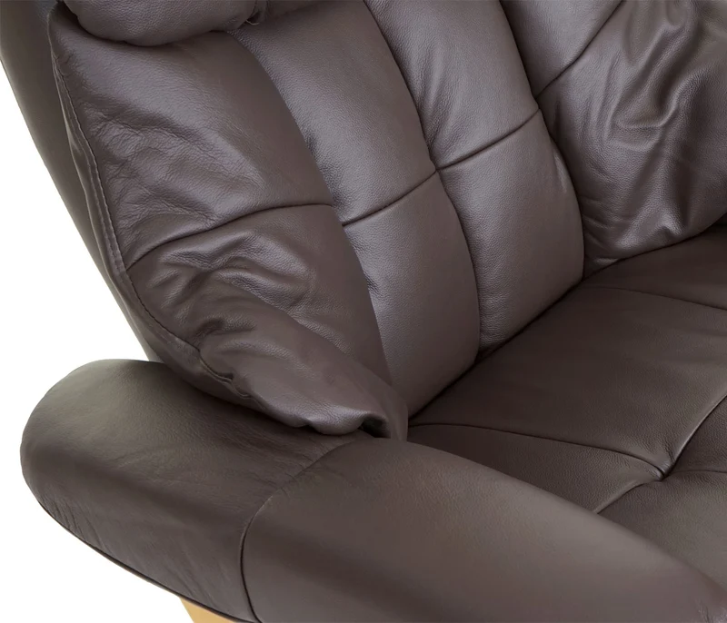 Fauteuil de relaxation TV avec repose-pieds capacité de charge 180 kg en cuir marron 04_0003661