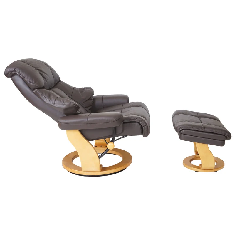 Fauteuil de relaxation TV avec repose-pieds capacité de charge 180 kg en cuir marron 04_0003661