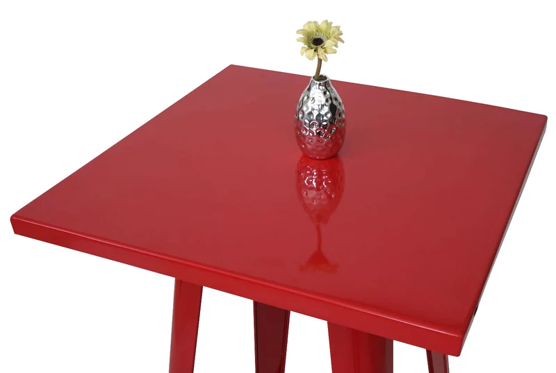 Table de bar bistro comptoir en métal rouge design industriel 105x60x60 cm 04_0008513